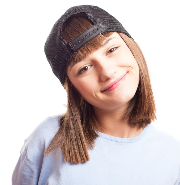 Girl with a turned cap — Stock Photo, Image