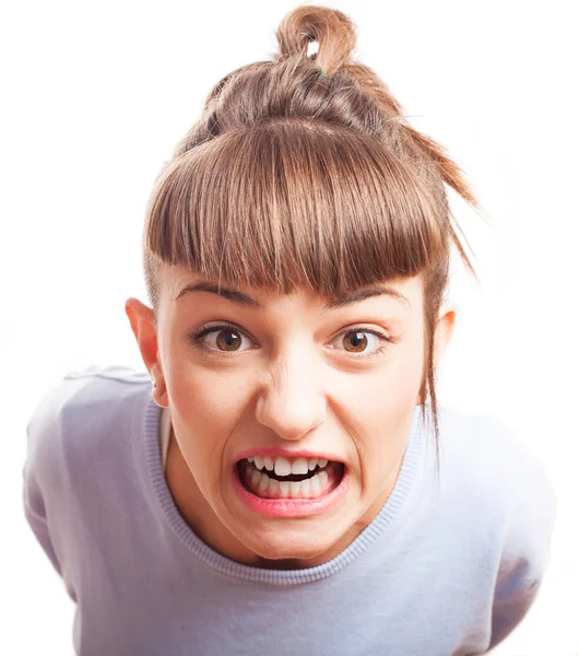 Girl with a ridiculous look — Stock Photo, Image