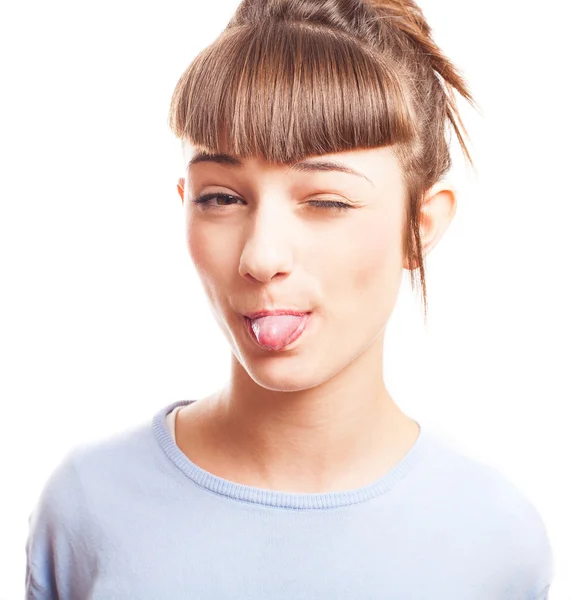 Girl with a ridiculous look — Stock Photo, Image