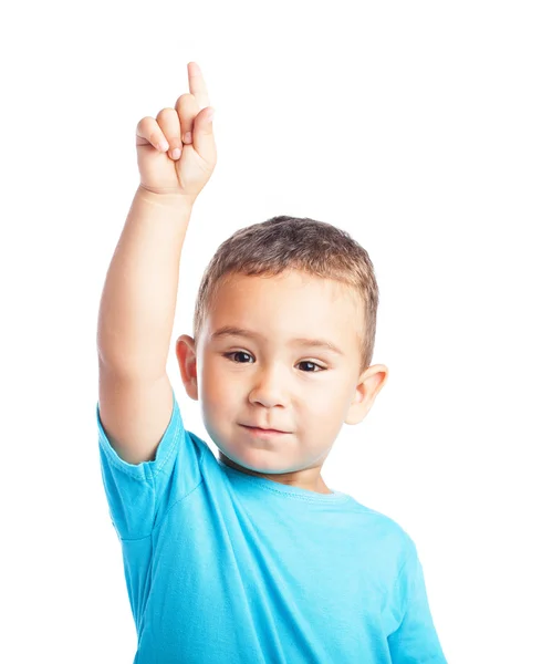Parmak ile işaret eden oktan yukarı çocuk — Stok fotoğraf