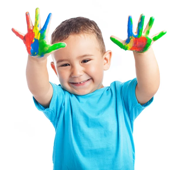Kind mit bemalten Händen — Stockfoto