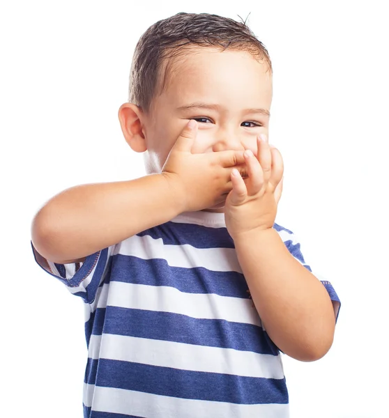 Child covering his mouth — Stock Photo, Image