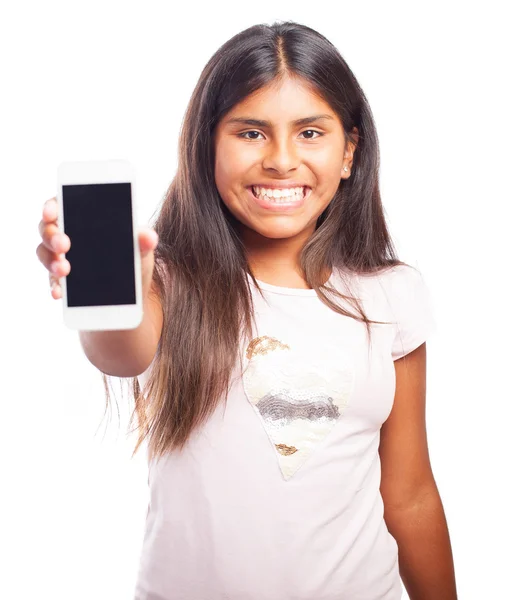 Dívka používající smartphone — Stock fotografie