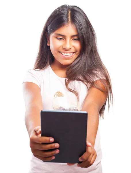 Menina fazendo uma chamada de vídeo — Fotografia de Stock