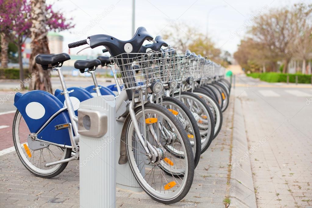 Bicycle row at street