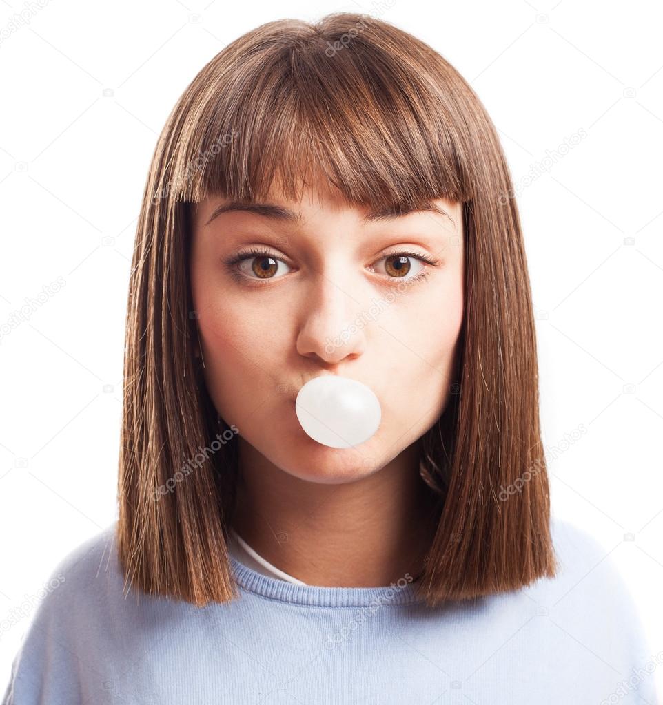 Girl doing a bubble