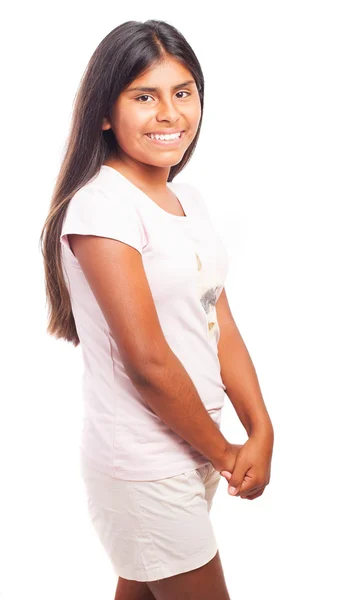 Menina sorrindo em um branco — Fotografia de Stock