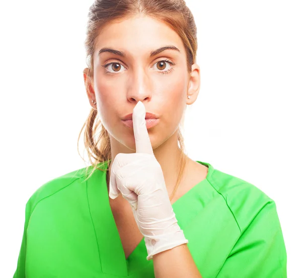 Nurse asking for silence — Stock Photo, Image