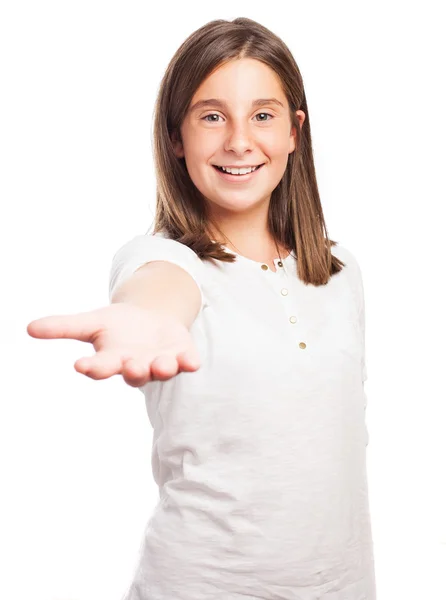 Girl holding something — Stock Photo, Image