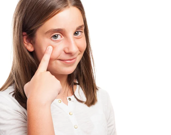 Girl keeping an eye on something — Stock Photo, Image