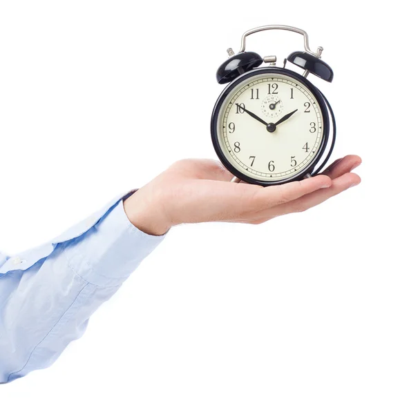 Hand bedrijf alarm clock — Stockfoto