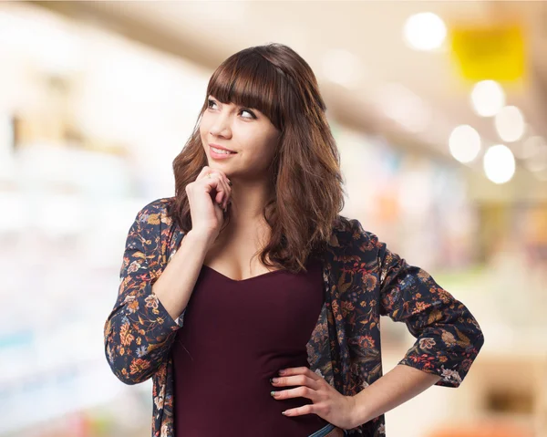 Giovane donna pensando — Foto Stock