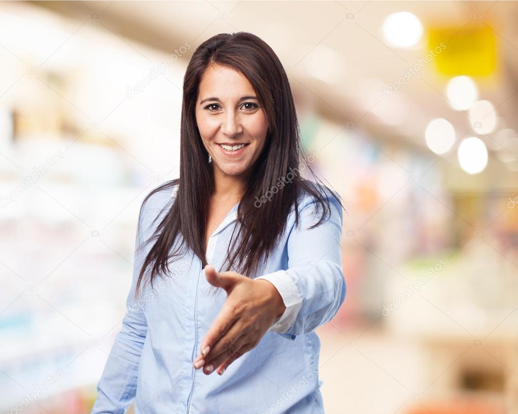 Beautiful woman greeting