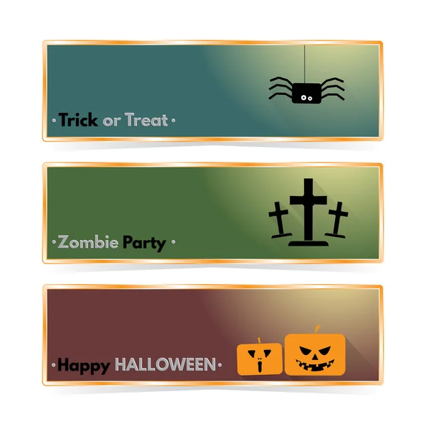 Sitio web espeluznante encabezado o banner conjunto con araña de Halloween y lápida y lápida . — Archivo Imágenes Vectoriales