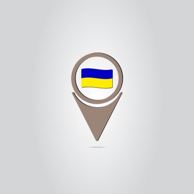 Harita işaretçi simgesi ile Ukrayna bayrağı
