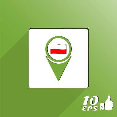 Harita işaretçi simgesi ile Polonya bayrağı