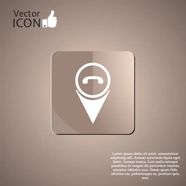 Icono del teléfono - vector mapa puntero — Vector de stock