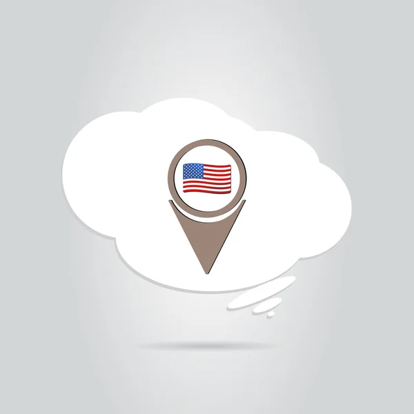 美国国旗与地图指针图标 — 图库矢量图片