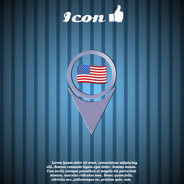 Ícone do ponteiro do mapa com bandeira americana —  Vetores de Stock