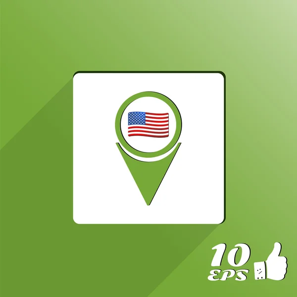 Karta pekaren ikon med amerikanska flaggan — Stock vektor