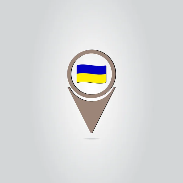 Mapa Pointer icono con bandera de Ucrania — Vector de stock