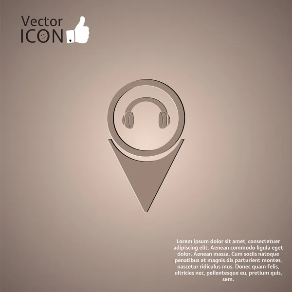 Icône casque - pointeur de carte vectorielle — Image vectorielle