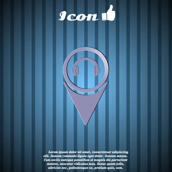 Icono de auriculares - vector mapa puntero — Archivo Imágenes Vectoriales