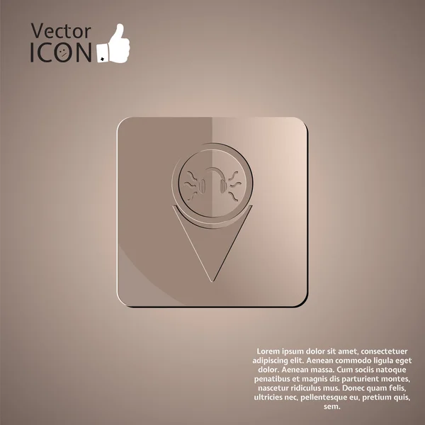 Headphones icon - vector map pointer — Stock Vector