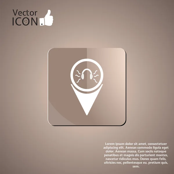 Icono de auriculares - vector mapa puntero — Vector de stock