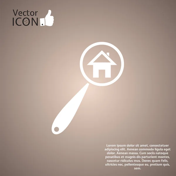 Recherche vectorielle de maison avec icône grossissante — Image vectorielle
