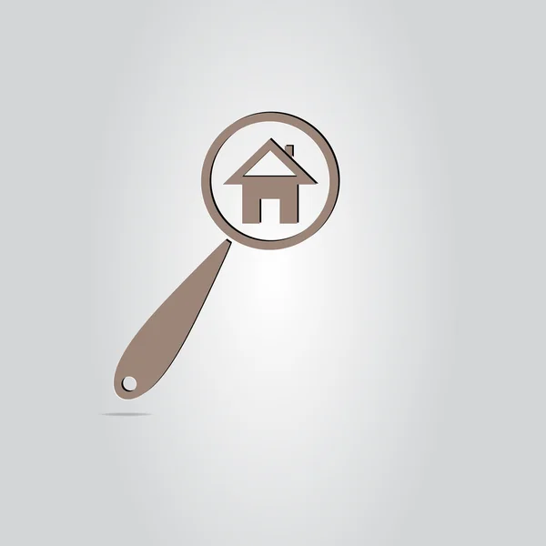 Vetor à procura de casa de casa com ícone de ampliação — Vetor de Stock
