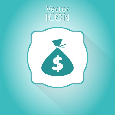 Para çantası simgesi. Para etiket. Düz stil