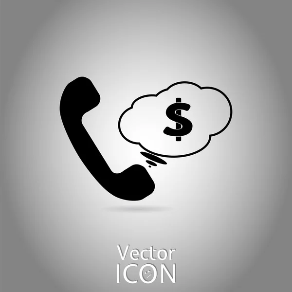 Appelle Button. Icône dollar. Icône de téléphone. Icône de combiné. Style plat — Image vectorielle