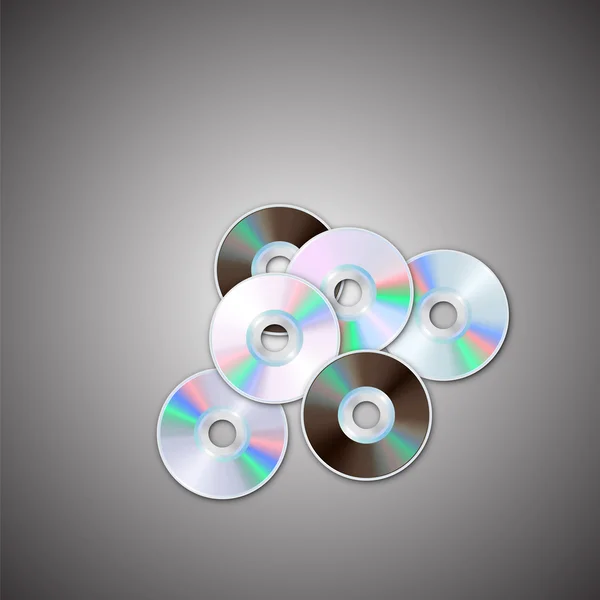 Conjuntos de DVD y CD. Discos de computadora. Imagen realista . — Vector de stock