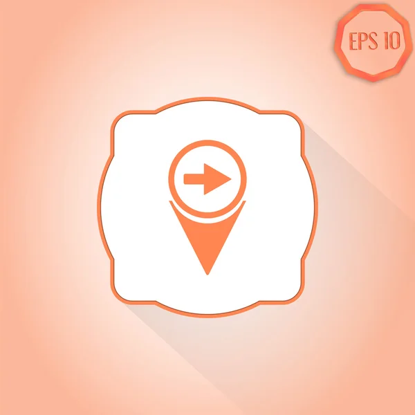Map Pointer with Directional Arrow. Pointer to the Right. Flat Design Style — Stock Vector