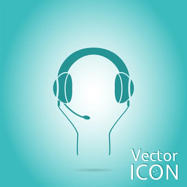 Headset with a Microphone Icon. Flat Design Style — Stock Vector