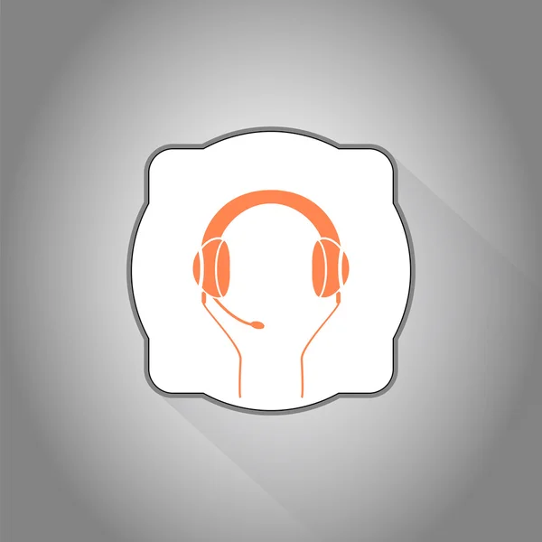 Headset with a Microphone Icon. Flat Design Style — Stock Vector