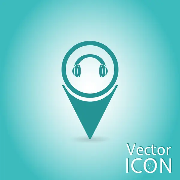 Headphones icon - vector map pointer. — Stock Vector