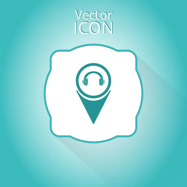 Headphones icon - vector map pointer. — Stock Vector