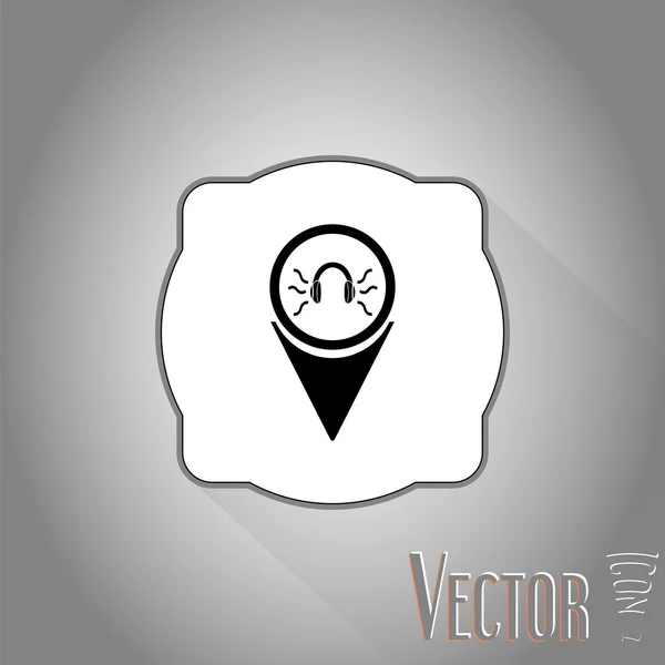 Hoofdtelefoon icon - vector kaart aanwijzer. — Stockvector