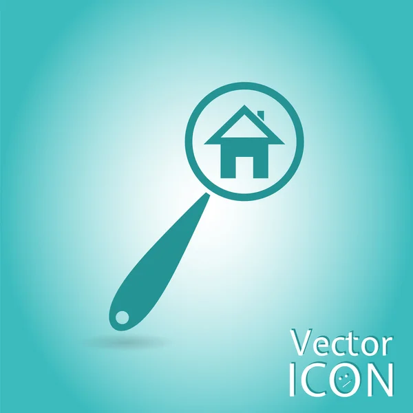 Vektör simge büyüteç ile ev ev için arama