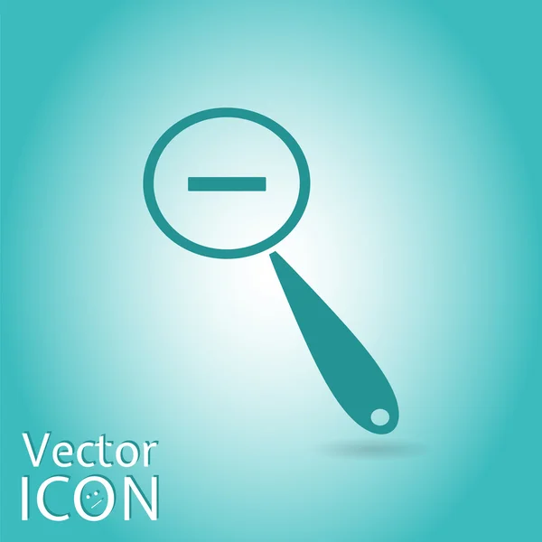 Zoom en el icono web. Lupa con disminución. Estilo plano — Vector de stock