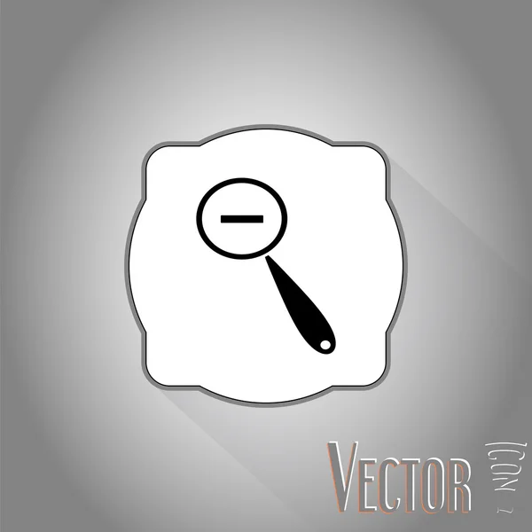 Zoom en el icono web. Lupa con disminución. Estilo plano — Vector de stock