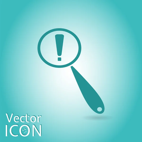 Magnifier With Exclamation Mark. Flat Style — Stock Vector