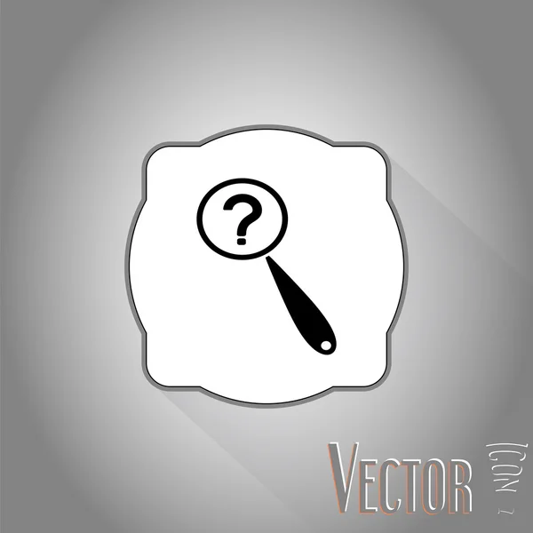 Magnifie con un punto interrogativo. Stile piatto — Vettoriale Stock