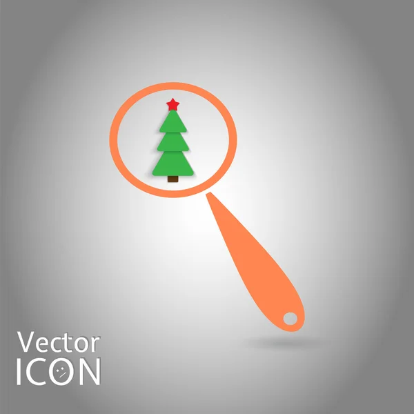 Lupa con árbol de Navidad. Buscar árbol — Vector de stock