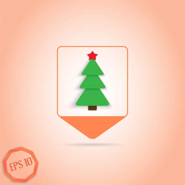 Map Pointer with Christmas Tree. Location tree. Flat Design Style — Stock Vector