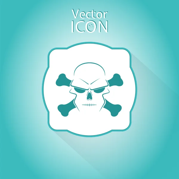 Икона черепа и поперечных костей - знак предупреждения об опасности — стоковый вектор