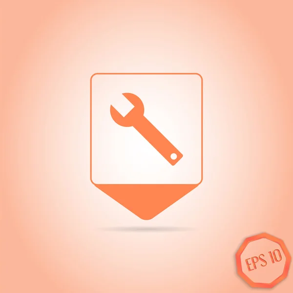 Map Pointer with Wrench Icon. Sign Options. Flat Design Style — Stock Vector