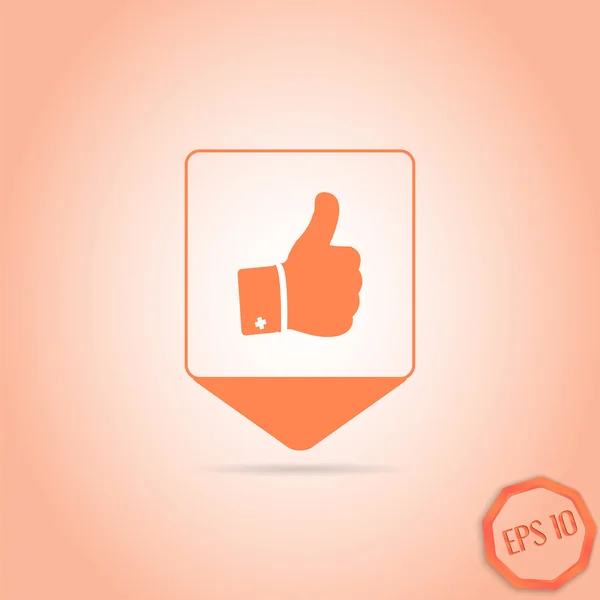 Map poiner - Vector hand with thumb up icon. Flat Design Style — Stock Vector